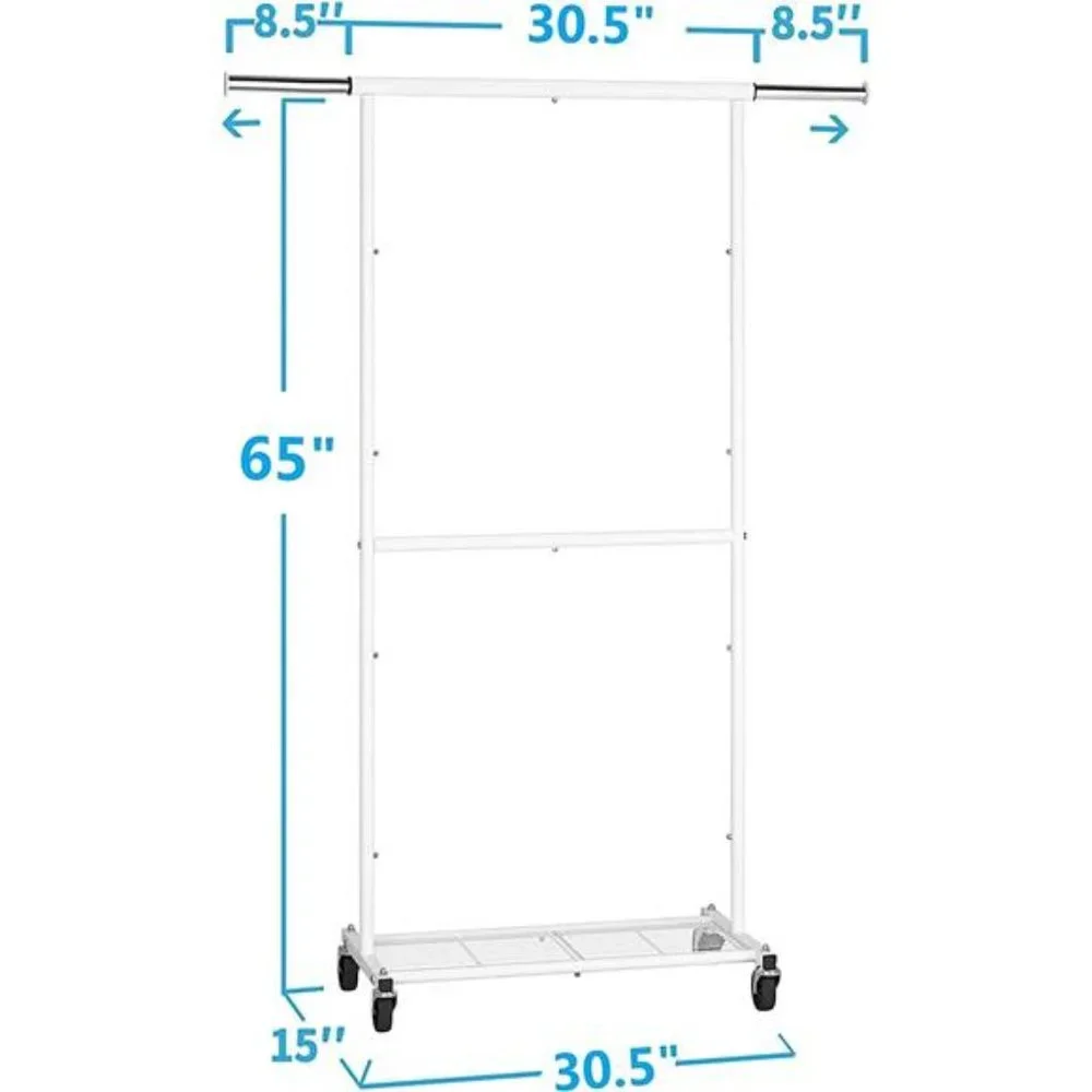 Simple Trending Standard Clothing Garment Rack, Extendable, White - Picture 3 of 7